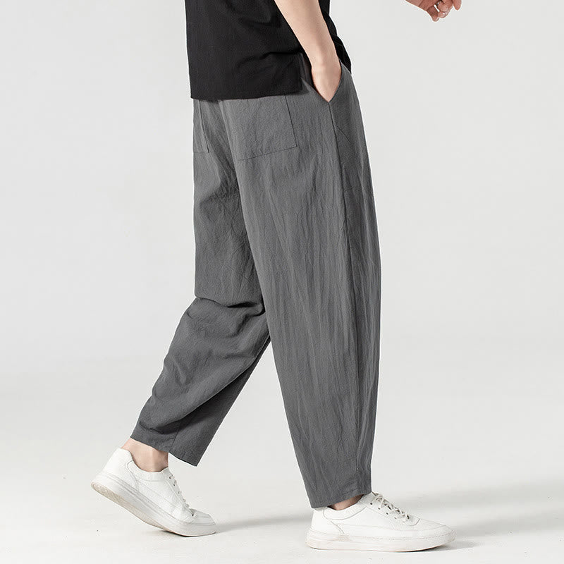 Buddha Stones春秋 無地 ドローストリング メンズ アンクル丈 ハーレムパンツ ポケット付き - image 22