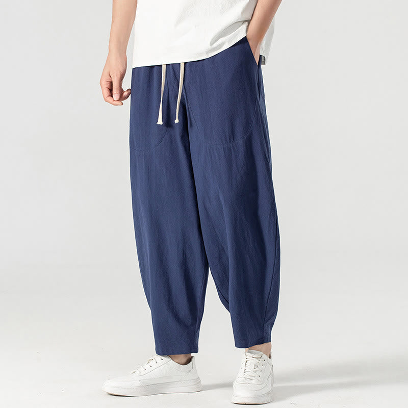 Buddha Stones春秋 無地 ドローストリング メンズ アンクル丈 ハーレムパンツ ポケット付き - image 14