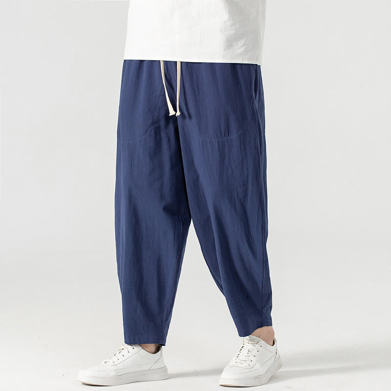 Buddha Stones春秋 無地 ドローストリング メンズ アンクル丈 ハーレムパンツ ポケット付き - image 15