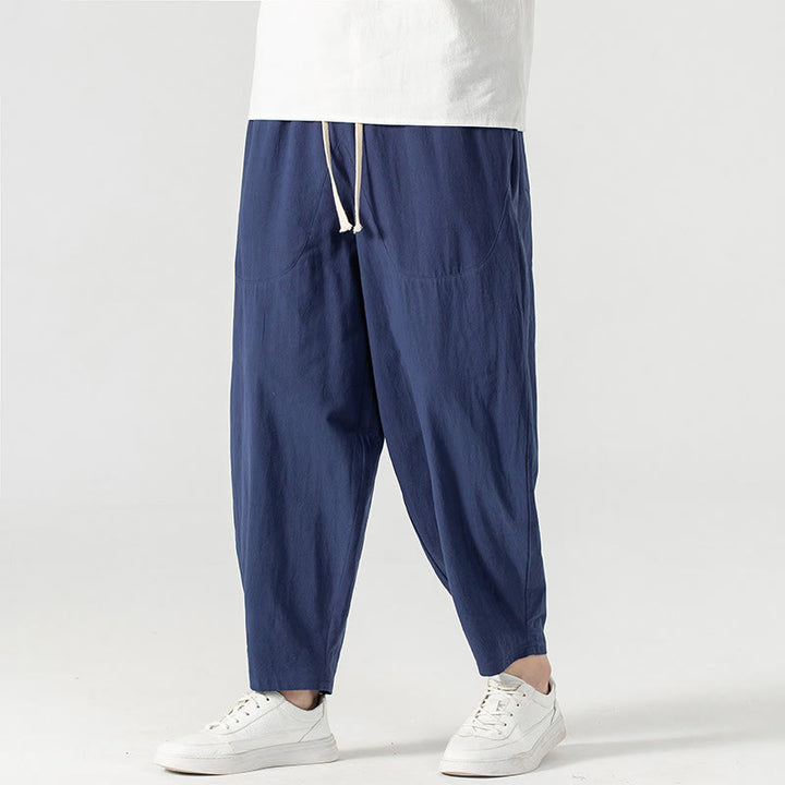 Buddha Stones春秋 無地 ドローストリング メンズ アンクル丈 ハーレムパンツ ポケット付き - image 15