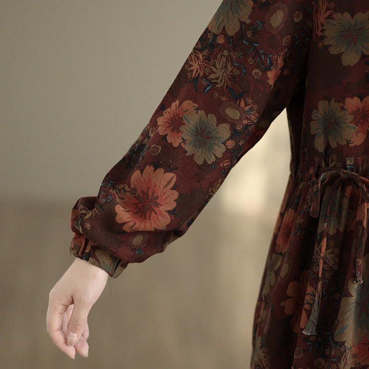 Buddha Stonesの花柄ロングスリーブコットンミディドレス（ポケット付き） - image 10