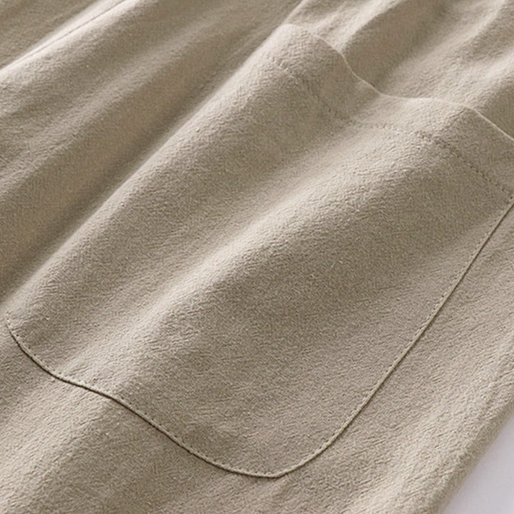 Buddha Stones春秋 無地 ストレートレッグ メンズ コットンリネン パンツ ポケット付き - image 6