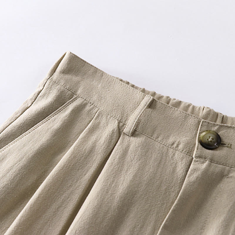 Buddha Stones春秋 無地 ストレートレッグ メンズ コットンリネン パンツ ポケット付き - image 2