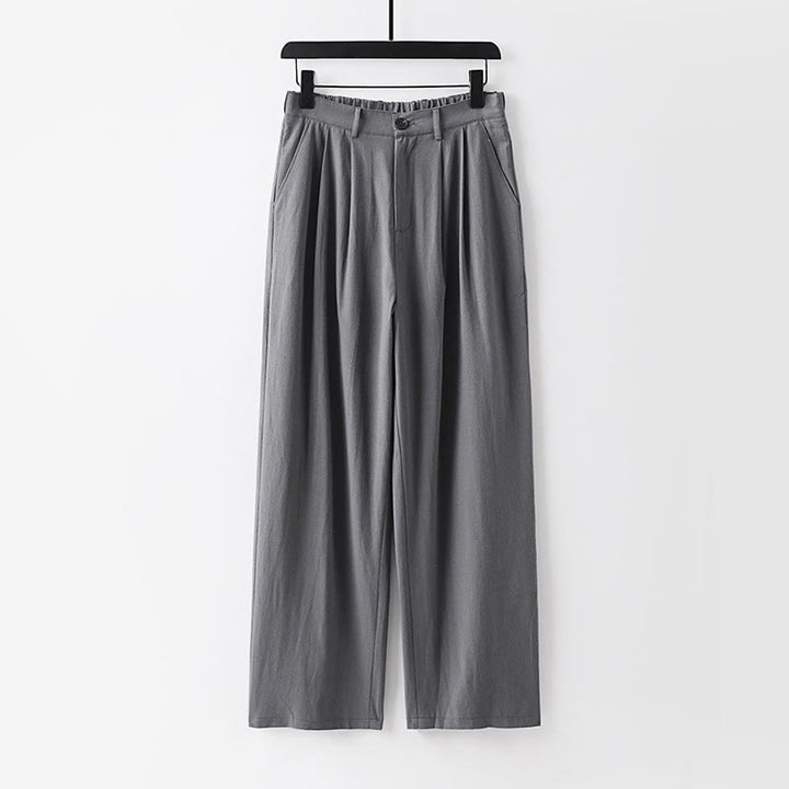 Buddha Stones春秋 無地 ストレートレッグ メンズ コットンリネン パンツ ポケット付き - グレー - US/UK/AU54、 EU64 (9XL) - image 9