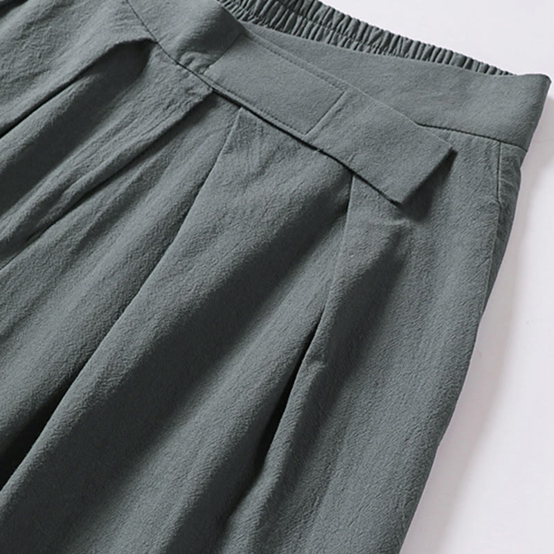 Buddha Stonesプレーンストレートレッグ ジッパーデザイン メンズ コットンリネン パンツ ポケット付き - image 3