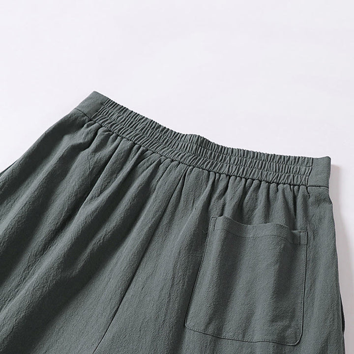 Buddha Stonesプレーンストレートレッグ ジッパーデザイン メンズ コットンリネン パンツ ポケット付き - image 6