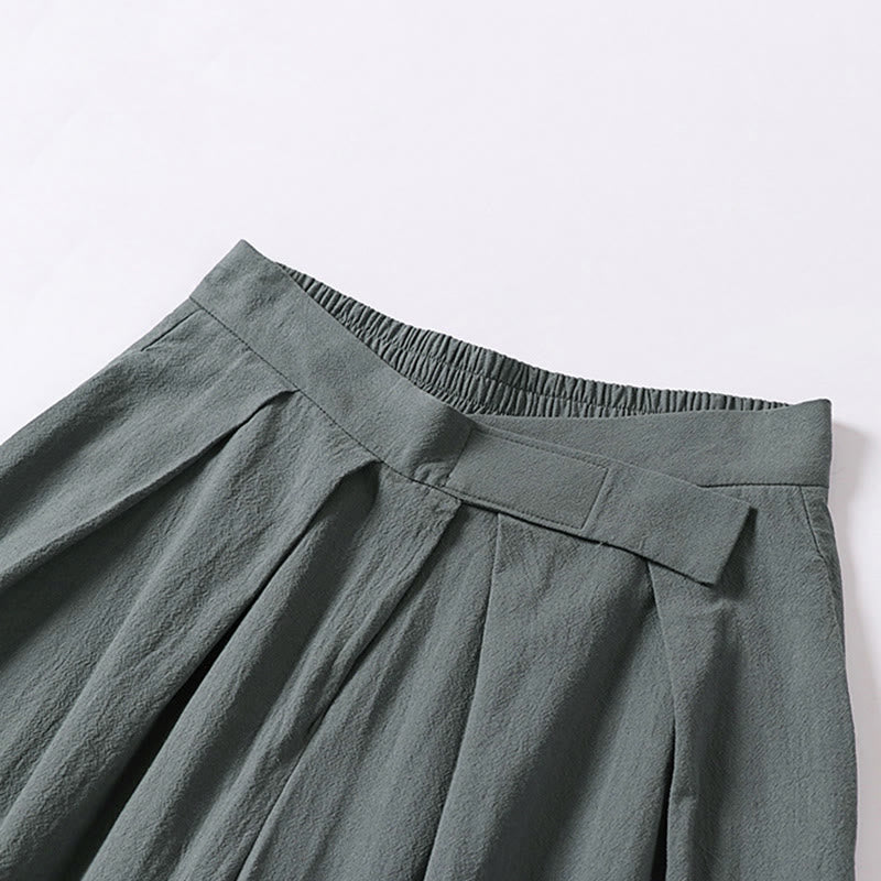 Buddha Stonesプレーンストレートレッグ ジッパーデザイン メンズ コットンリネン パンツ ポケット付き - image 2