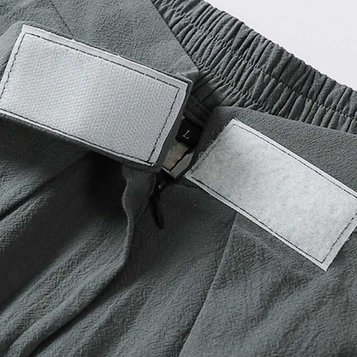 Buddha Stonesプレーンストレートレッグ ジッパーデザイン メンズ コットンリネン パンツ ポケット付き - image 4