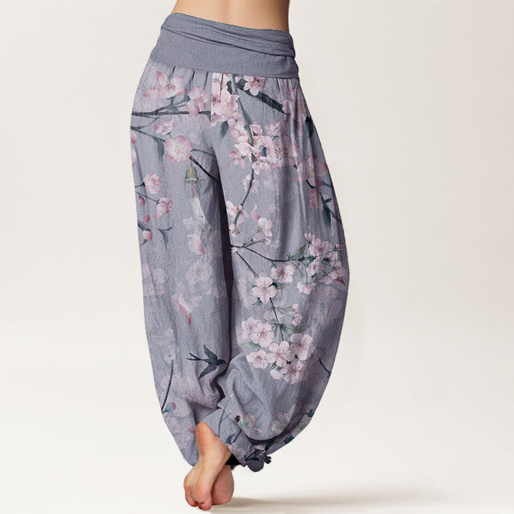 Buddha Stonesコットンピーチブロッサムフラインググース柄レディース伸縮性ウエストハーレムパンツ - image 8