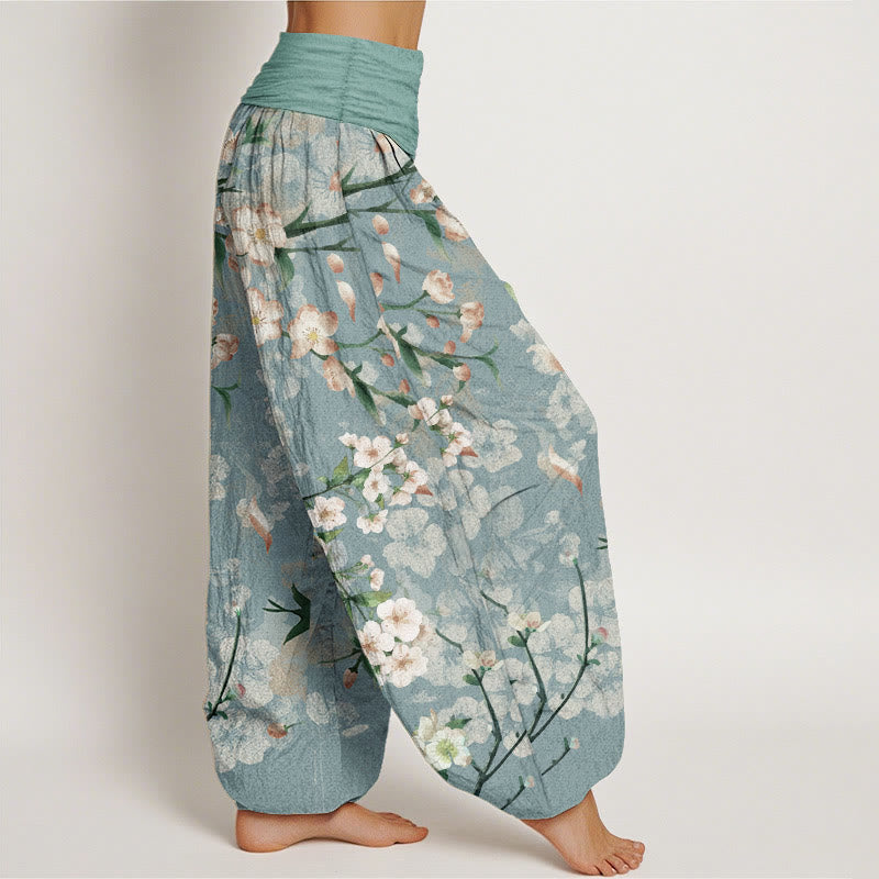 Buddha Stonesコットンピーチブロッサムフラインググース柄レディース伸縮性ウエストハーレムパンツ - image 2