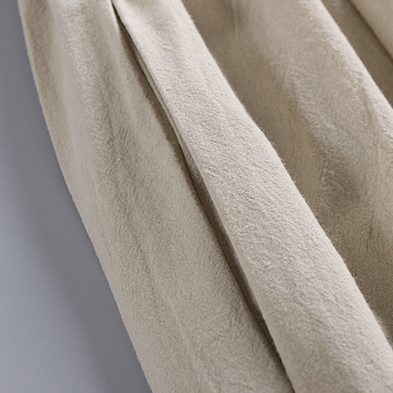 Buddha Stonesプレーン ドローストリング テーパード アンクル丈 メンズ コットンリネン パンツ ポケット付き - image 9