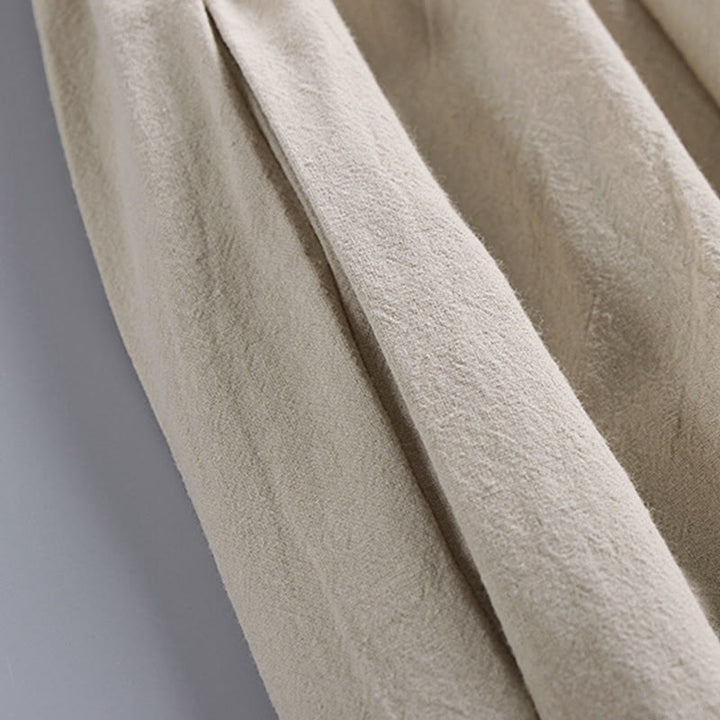 Buddha Stonesプレーン ドローストリング テーパード アンクル丈 メンズ コットンリネン パンツ ポケット付き - image 9