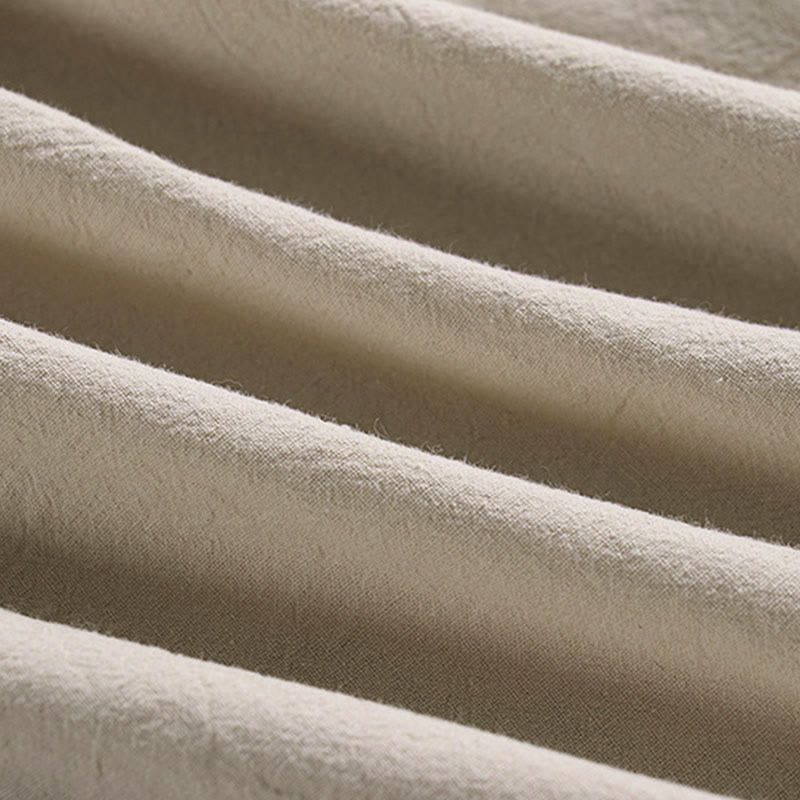 Buddha Stonesプレーン ドローストリング テーパード アンクル丈 メンズ コットンリネン パンツ ポケット付き - image 7