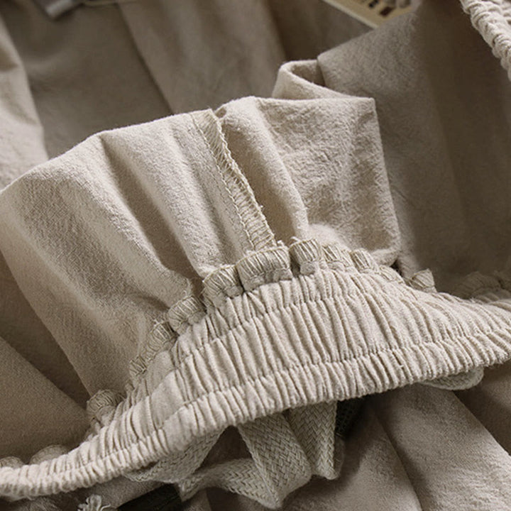 Buddha Stonesプレーン ドローストリング テーパード アンクル丈 メンズ コットンリネン パンツ ポケット付き - image 10