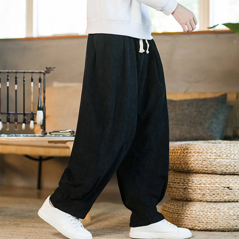 Buddha Stonesレトロ メンズ 無地 フリース裏地 コーデュロイ シンプルデザイン ハーレムパンツ ポケット付き - image 37