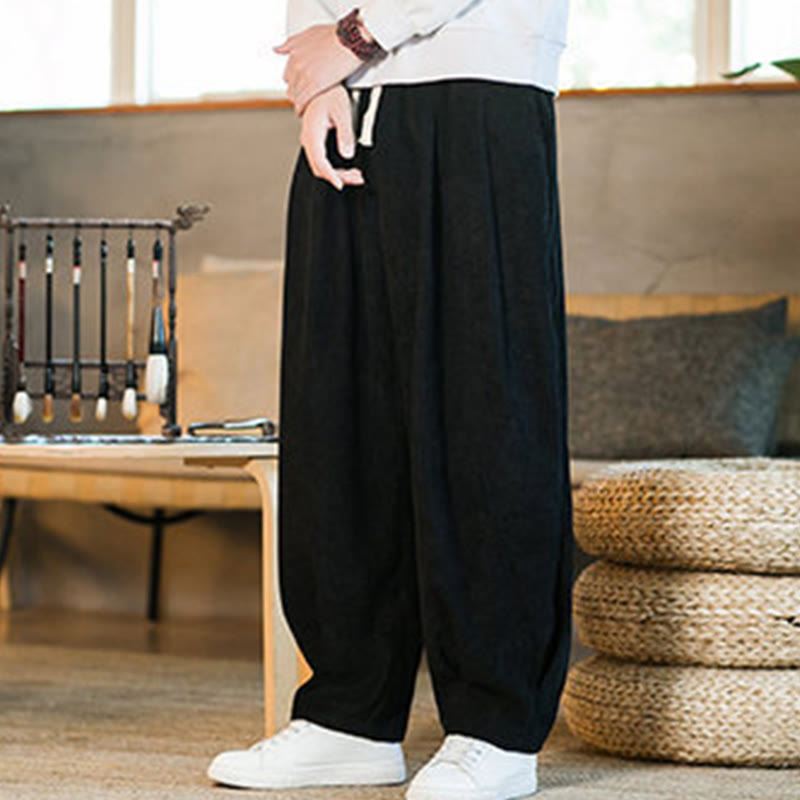 Buddha Stonesレトロ メンズ 無地 フリース裏地 コーデュロイ シンプルデザイン ハーレムパンツ ポケット付き - image 38