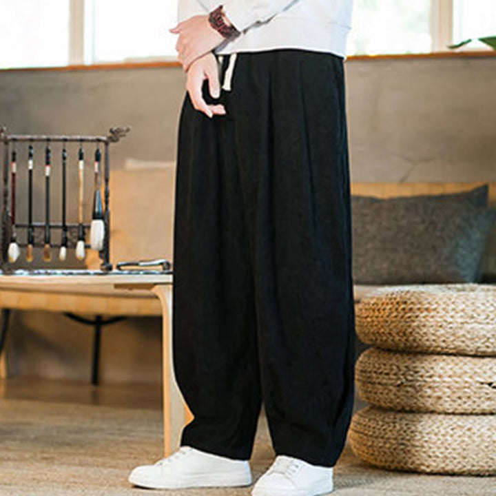 Buddha Stonesレトロ メンズ 無地 フリース裏地 コーデュロイ シンプルデザイン ハーレムパンツ ポケット付き - image 38