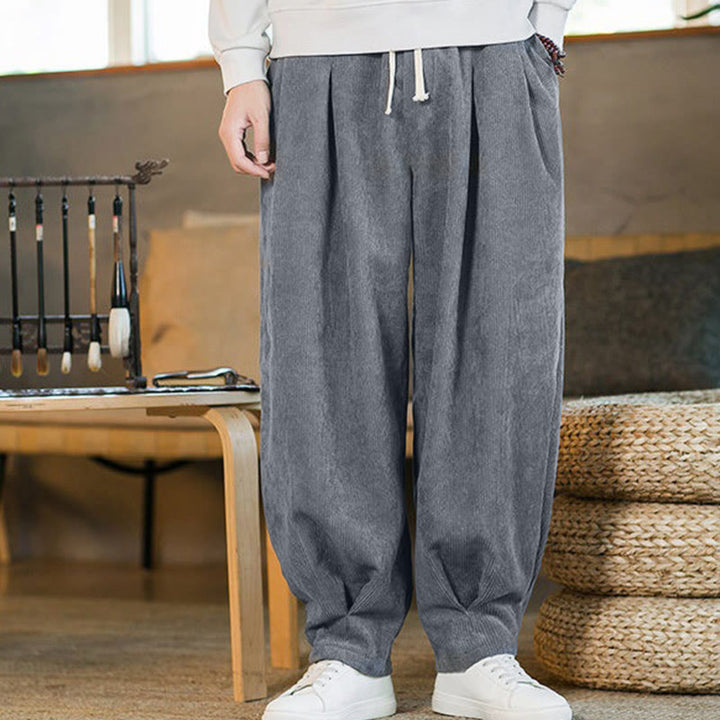Buddha Stonesレトロ メンズ 無地 フリース裏地 コーデュロイ シンプルデザイン ハーレムパンツ ポケット付き - image 19