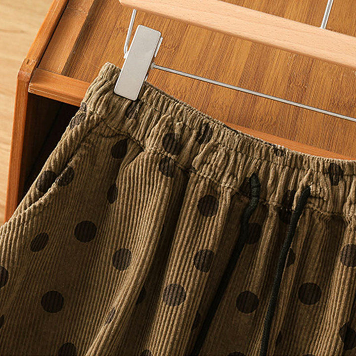 Buddha Stones冬用水玉模様 レディース コーデュロイ スカート ポケット付き - image 3