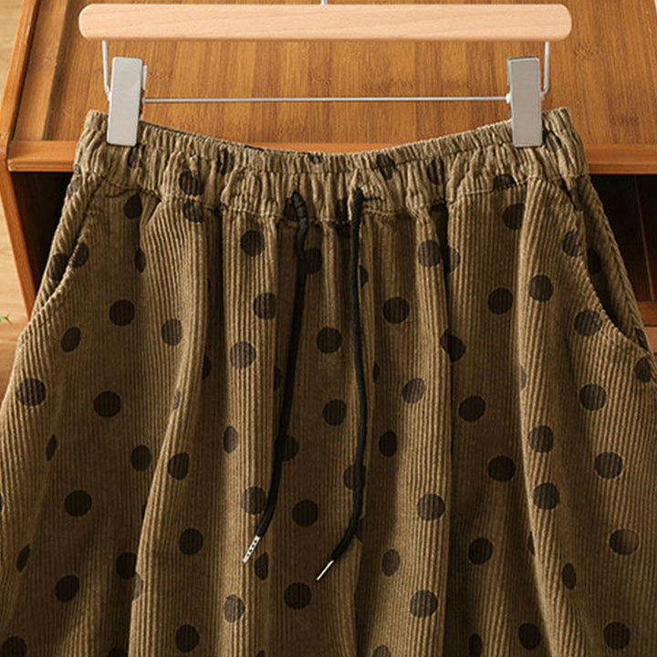 Buddha Stones冬用水玉模様 レディース コーデュロイ スカート ポケット付き - image 2