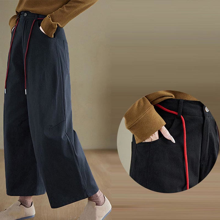 Buddha Stones無地コットン カジュアル レディース 7-8丈パンツ ポケット付き - image 4