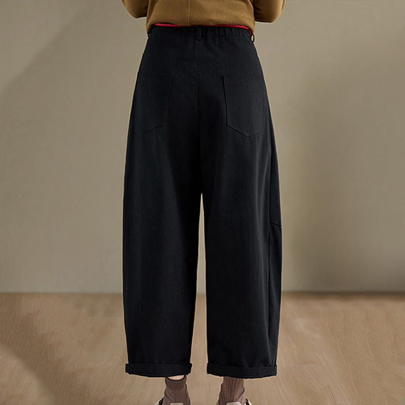 Buddha Stones無地コットン カジュアル レディース 7-8丈パンツ ポケット付き - image 15