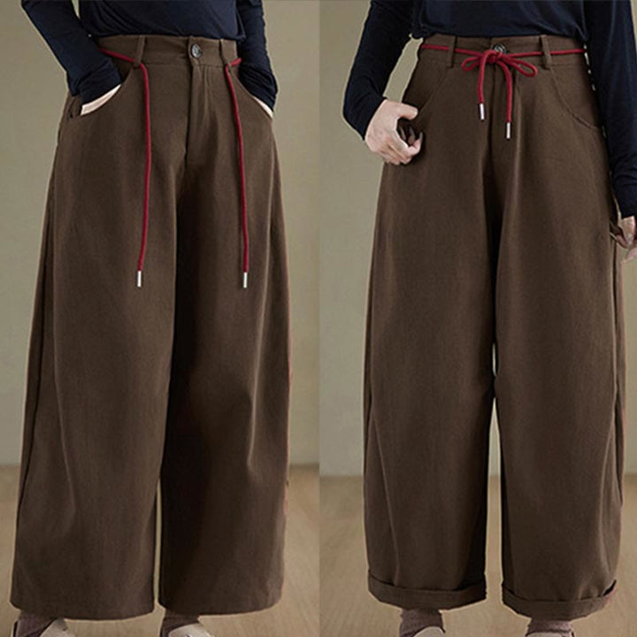 Buddha Stones無地コットン カジュアル レディース 7-8丈パンツ ポケット付き - image 10