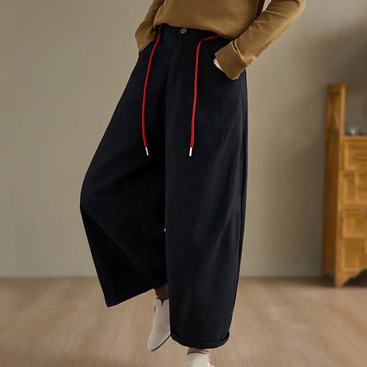 Buddha Stones無地コットン カジュアル レディース 7-8丈パンツ ポケット付き - image 13