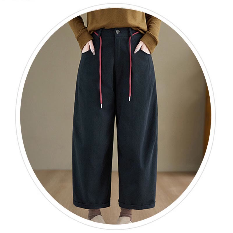 Buddha Stones無地コットン カジュアル レディース 7-8丈パンツ ポケット付き - image 2