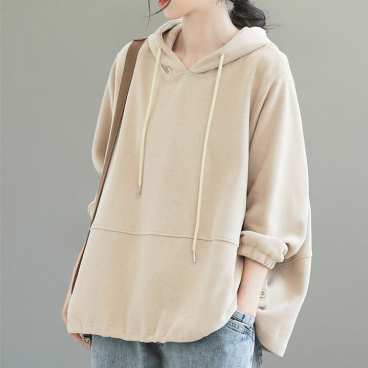 Buddha Stones秋冬 無地 サイドボタン コットン 長袖 レディース パーカー - image 5