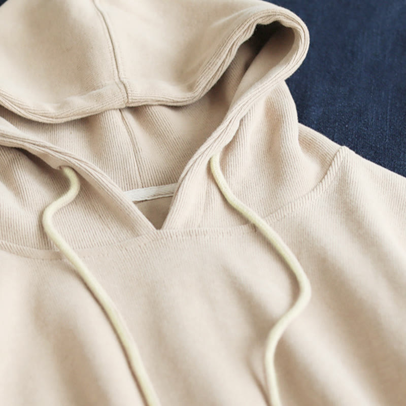 Buddha Stones秋冬 無地 サイドボタン コットン 長袖 レディース パーカー - image 7