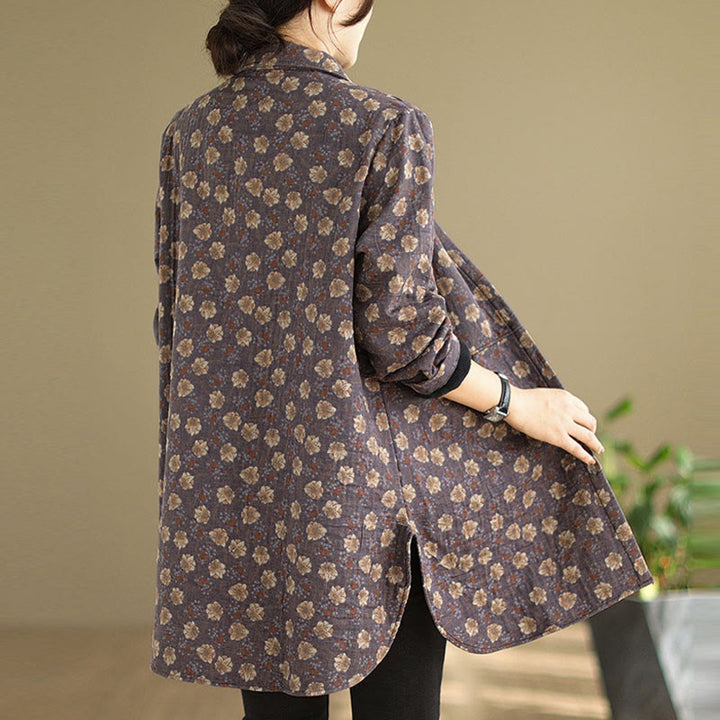 Buddha Stones秋冬 ボタン 花柄 長袖 コットン レディース ジャケット ポケット付き - image 10