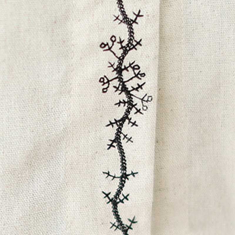 Buddha Stones春 刺繍 ボタン デザイン レディース コットン ピーターパンカラー 長袖シャツ - image 10