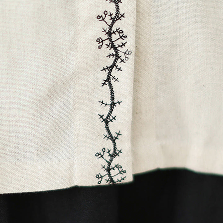 Buddha Stones春 刺繍 ボタン デザイン レディース コットン ピーターパンカラー 長袖シャツ - image 11