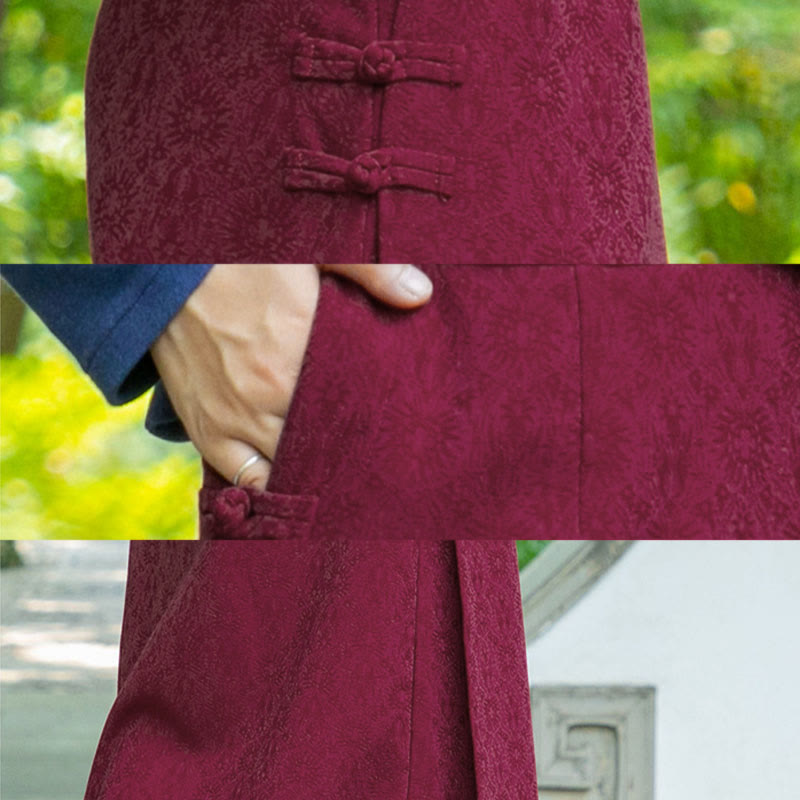 Buddha Stones秋冬 花柄 カエルボタン レディース コーデュロイ スカート ポケット付き - image 12