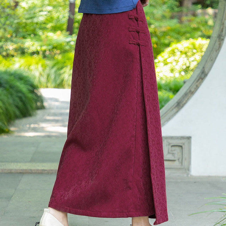 Buddha Stones秋冬 花柄 カエルボタン レディース コーデュロイ スカート ポケット付き - image 11