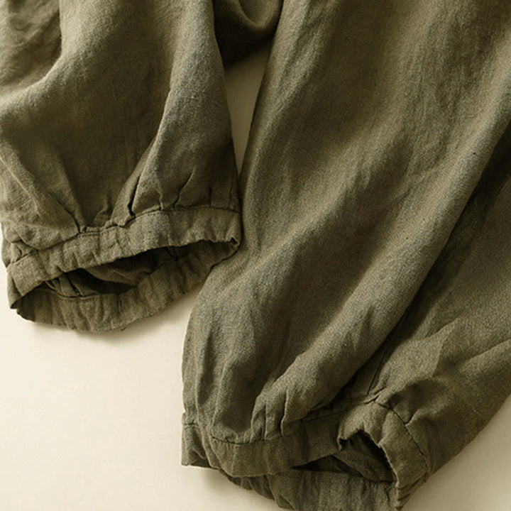 Buddha Stones Commute レディース プレーン ハーレム カプリ コットン パンツ ポケット付き - image 3