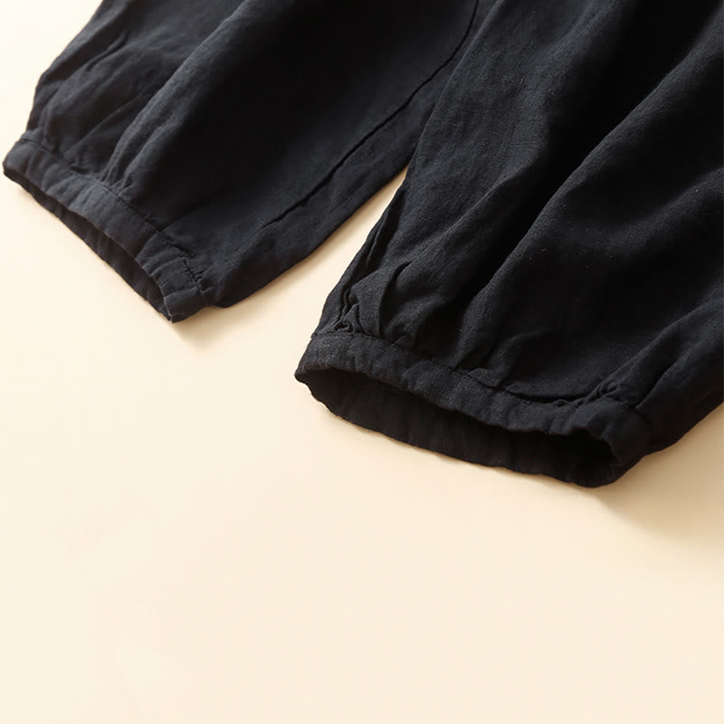 Buddha Stones Commute レディース プレーン ハーレム カプリ コットン パンツ ポケット付き - image 11