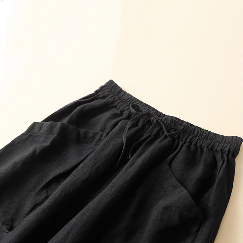 Buddha Stones Commute レディース プレーン ハーレム カプリ コットン パンツ ポケット付き - image 10