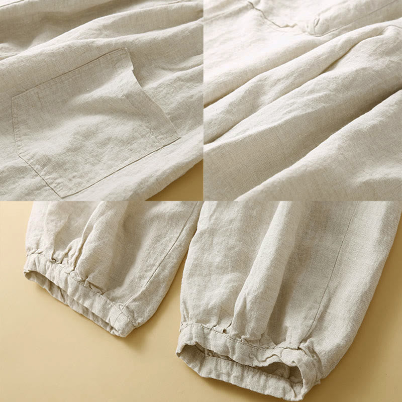 Buddha Stones Commute レディース プレーン ハーレム カプリ コットン パンツ ポケット付き - image 16