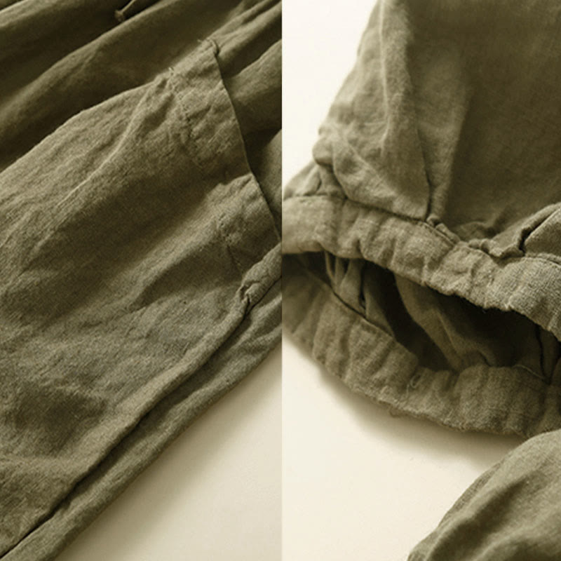 Buddha Stones Commute レディース プレーン ハーレム カプリ コットン パンツ ポケット付き - image 4