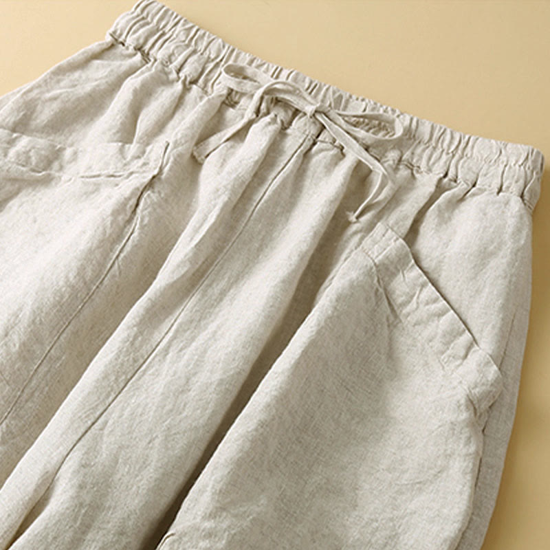 Buddha Stones Commute レディース プレーン ハーレム カプリ コットン パンツ ポケット付き - image 15