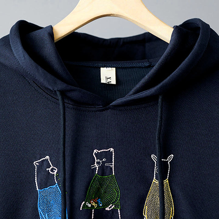 Buddha Stones秋 刺繍 ベア 長袖 レディース パーカー - image 3