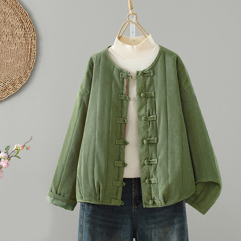 Buddha Stonesシンプルプレーンフロッグボタンレディースコットンロングスリーブジャケット - ミディアムシーグリーン - US14、 UK/AU18、 EU46 (2XL) - image 10