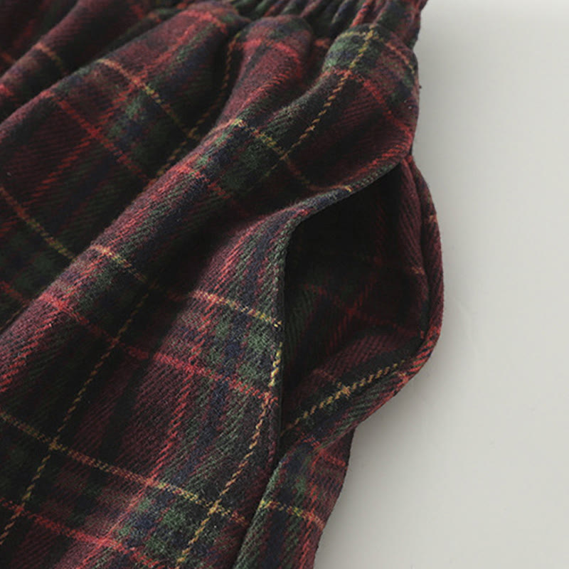 Buddha Stones春秋レディースチェック柄コットンスカート ポケット付き - image 6