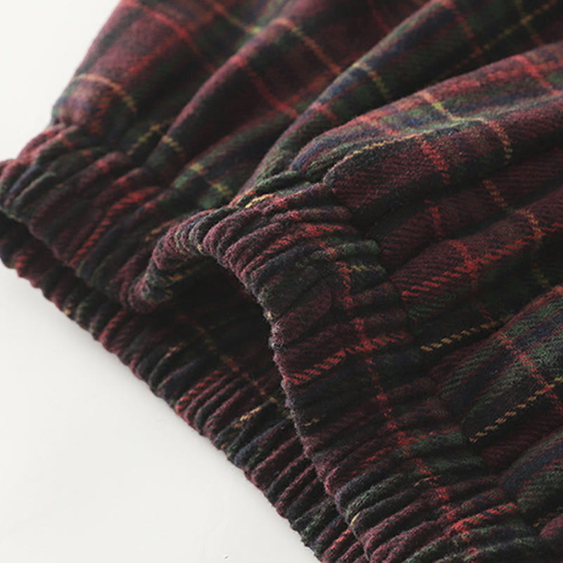 Buddha Stones春秋レディースチェック柄コットンスカート ポケット付き - image 4