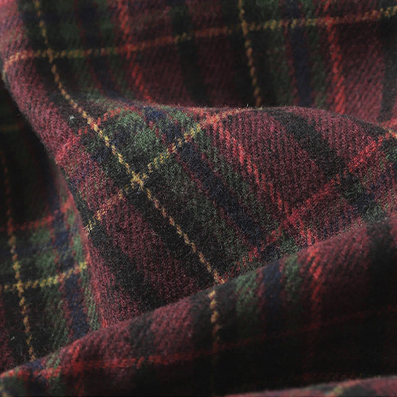 Buddha Stones春秋レディースチェック柄コットンスカート ポケット付き - image 3