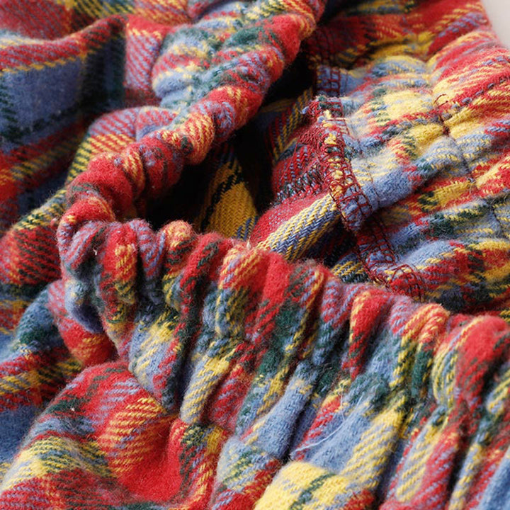 Buddha Stones秋冬 レディース チェック柄 コットンスカート ポケット付き - image 7