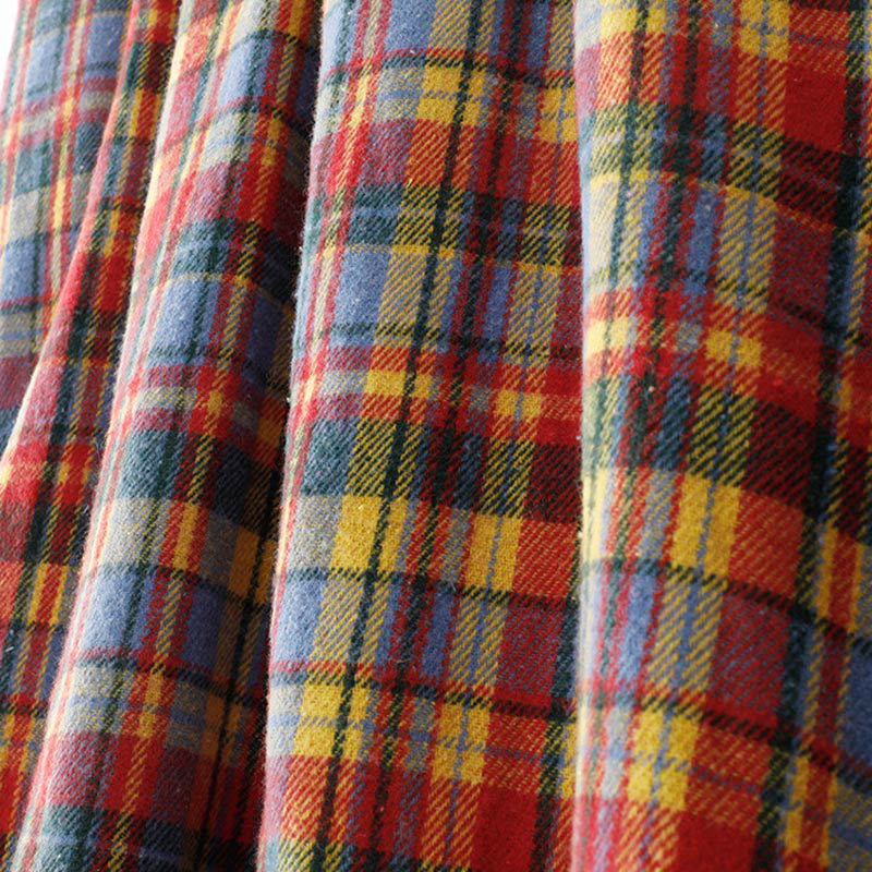 Buddha Stones秋冬 レディース チェック柄 コットンスカート ポケット付き - image 8