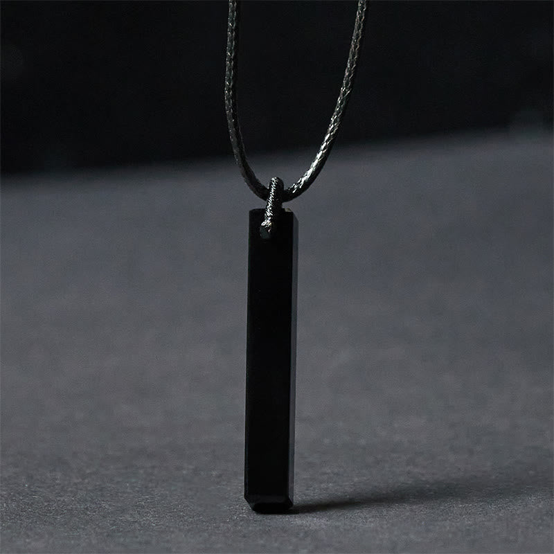 Buddha Stonesブラックオブシディアン ブルーサンドストーン 変容ネックレス ペンダント - ブラックオブシディアン - image 0